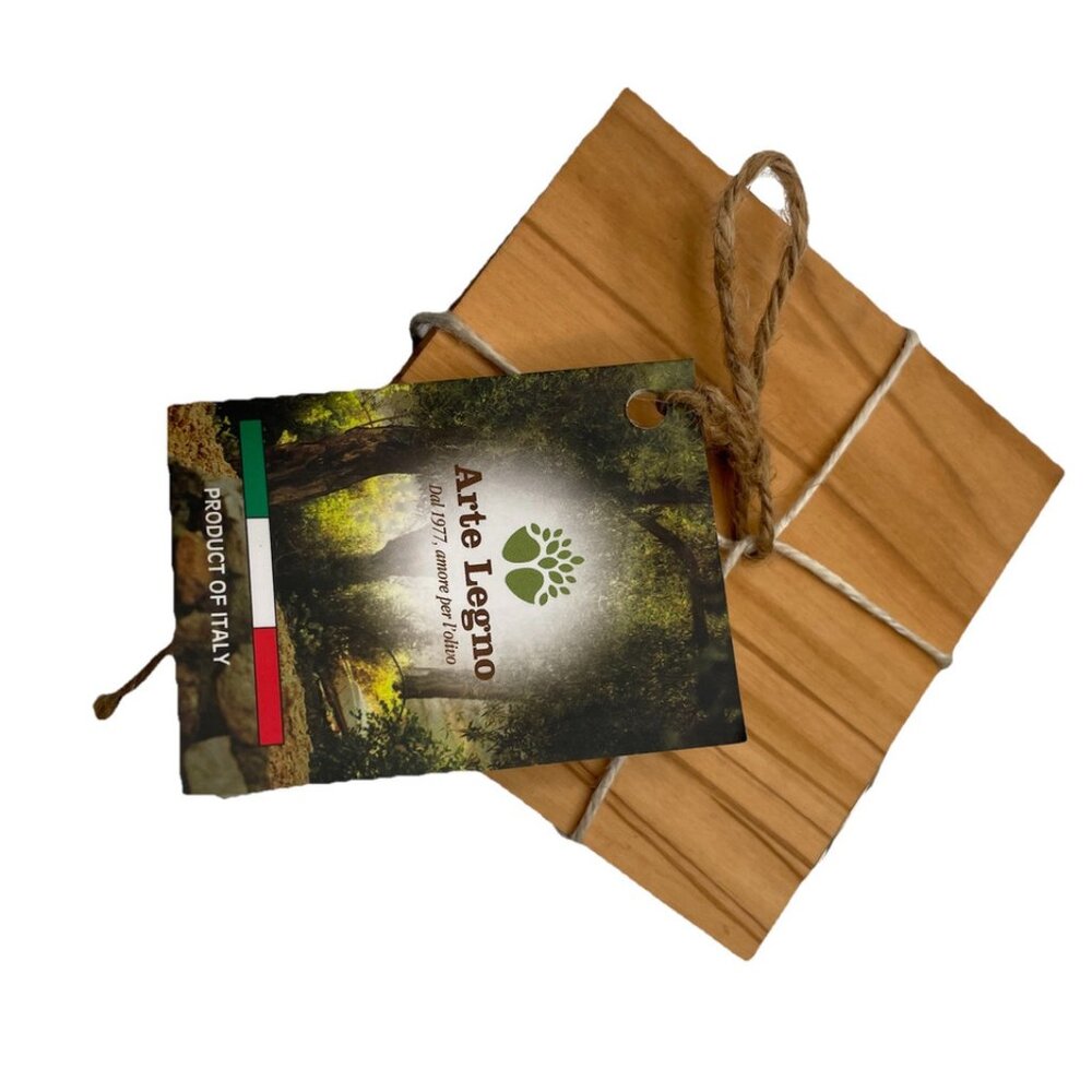 Arte Legno Olive Wood Square Coasters Set of 6
